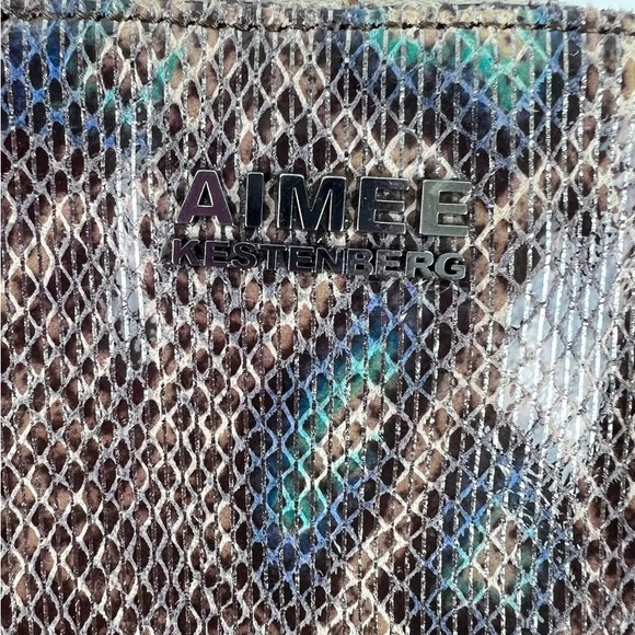 Aimee Kestenberg Leather Crossbody Bag Just Saying in POP SNAKE Skin Blue Brown - Picture 3 of 9